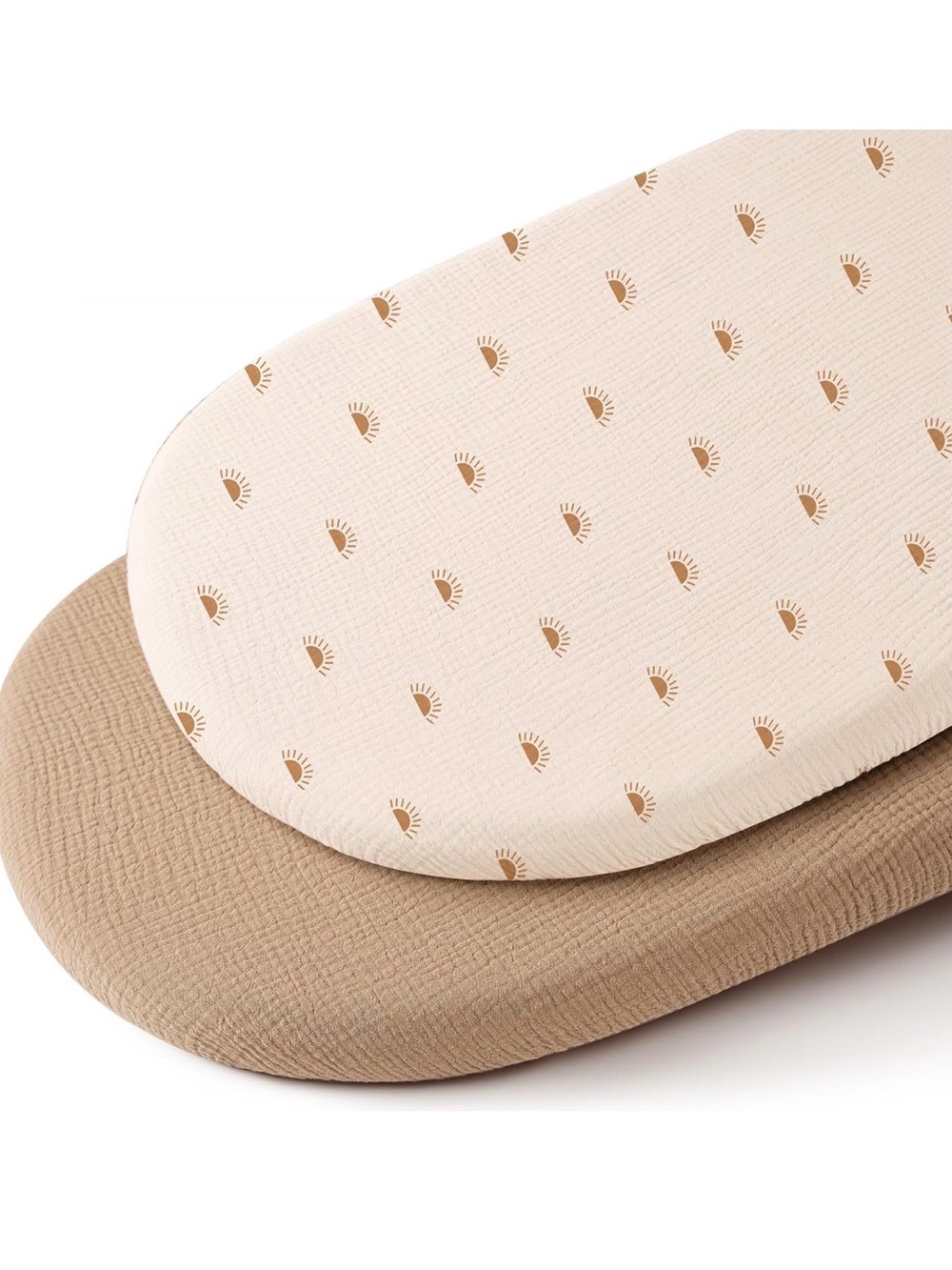 KONSSY Neutral Beige and Cream Muslin Bassinet sheets